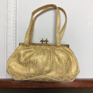 Vintage 1950s French Gold Purse w/ fleur-de-lis